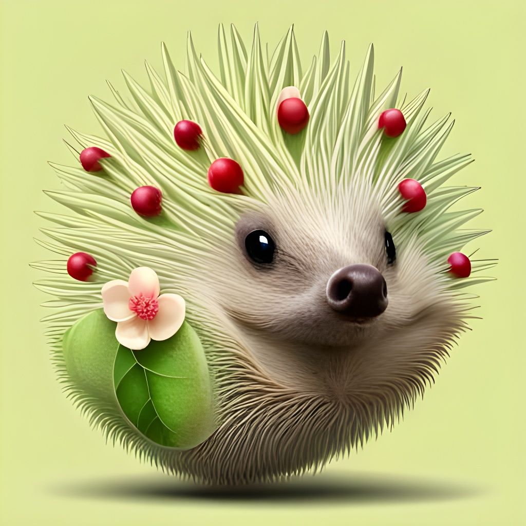 Cute Apple Hedgehog with Blossom Spikes in 3D