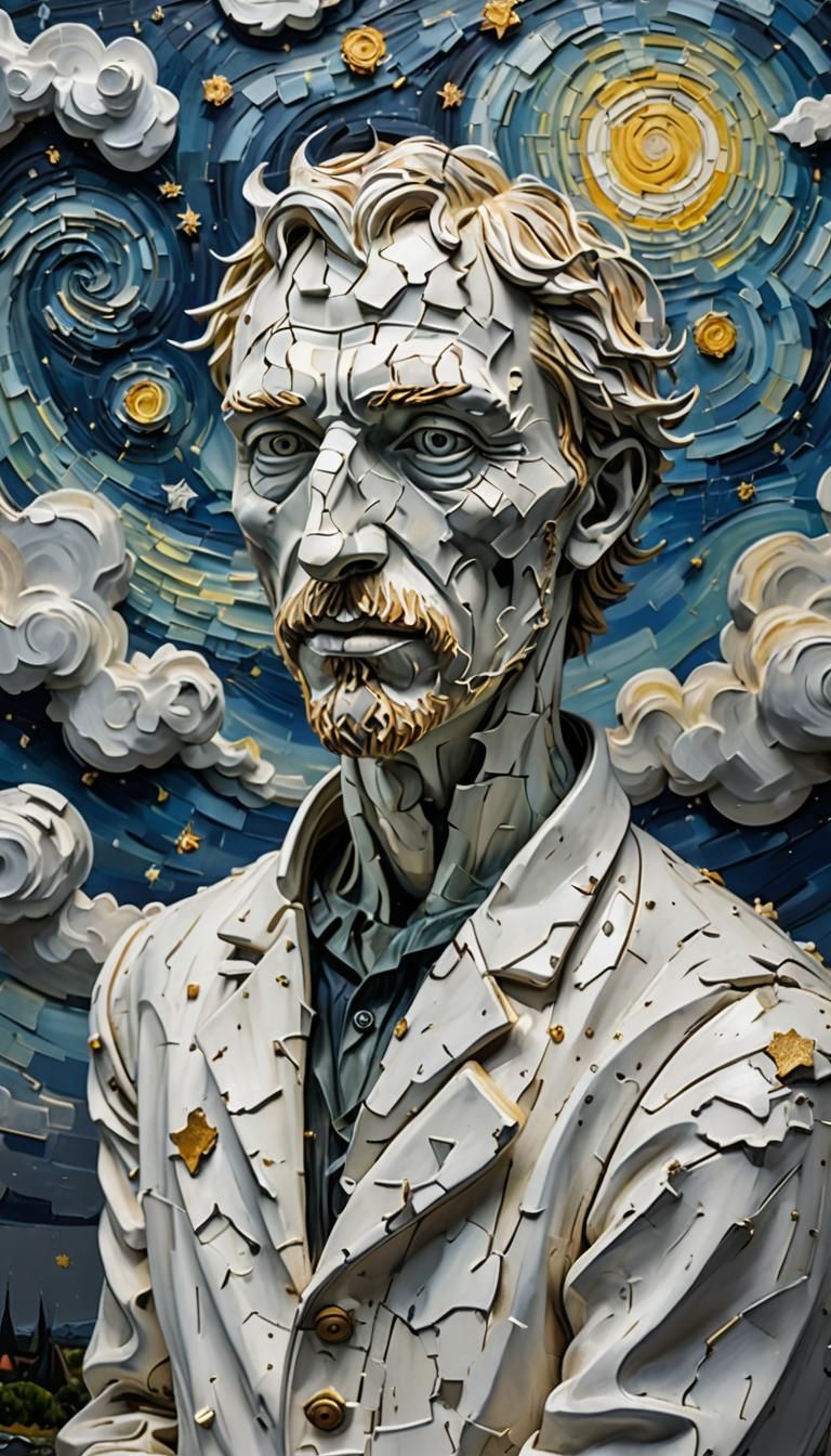 Van Gogh's Fractured Ego in a Starry Night Sky