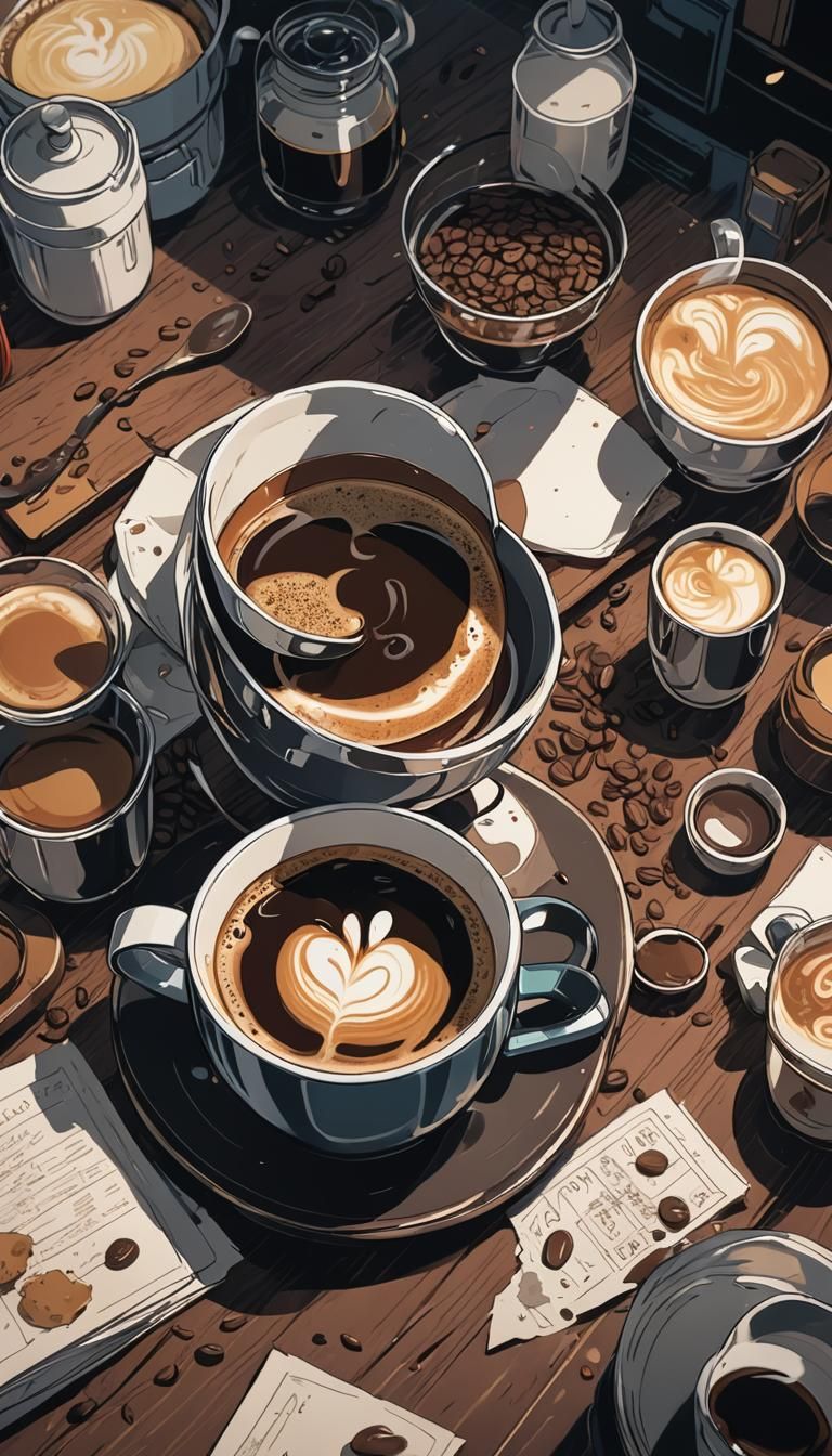 Anime Style Cup of Coffee, Cel-Shaded Art