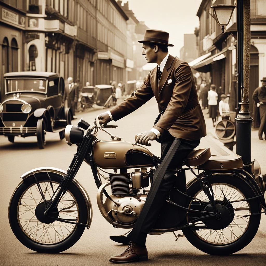 Portrait of my Grandpa on his motorcycle 1925