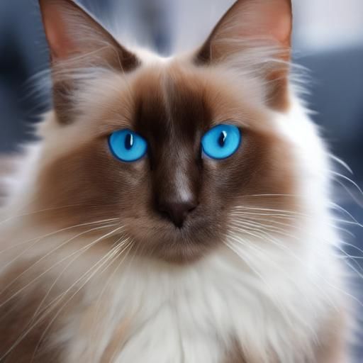 Smirking Chocolate Point Cat with Blue Eyes