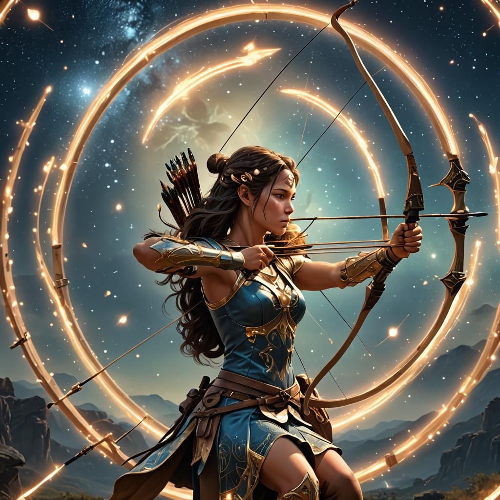 Luminescent Sagittarius Archer in Hyperrealistic Style