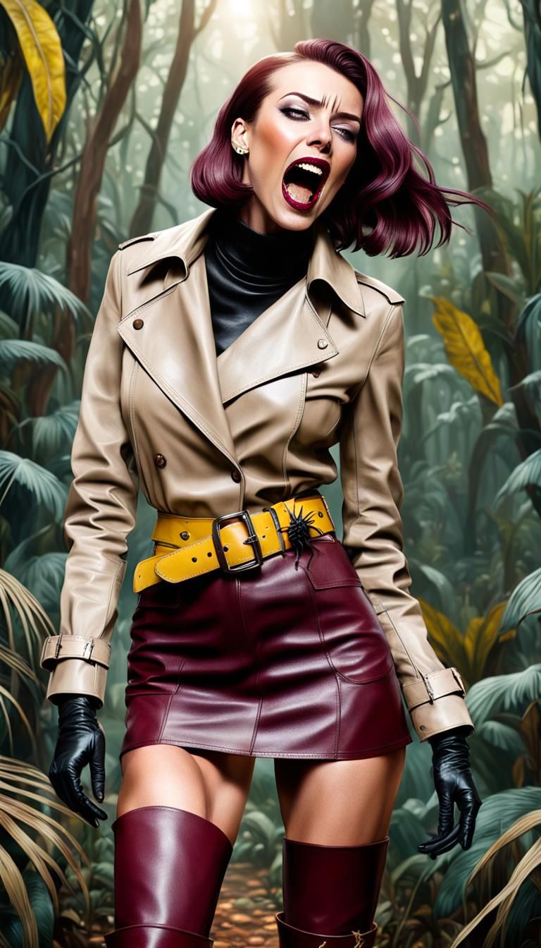 Woman's Terror in Tropical Forest