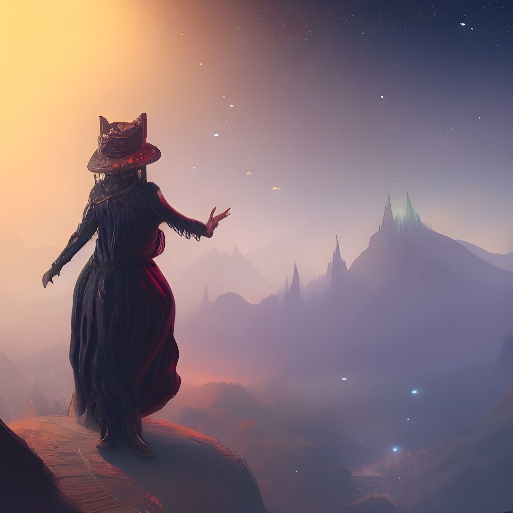 Masked Woman Falling Through Night Sky