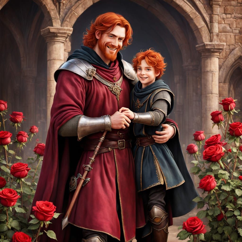 Father and Son Share a Tale of Courage in a Vibrant Medieval...