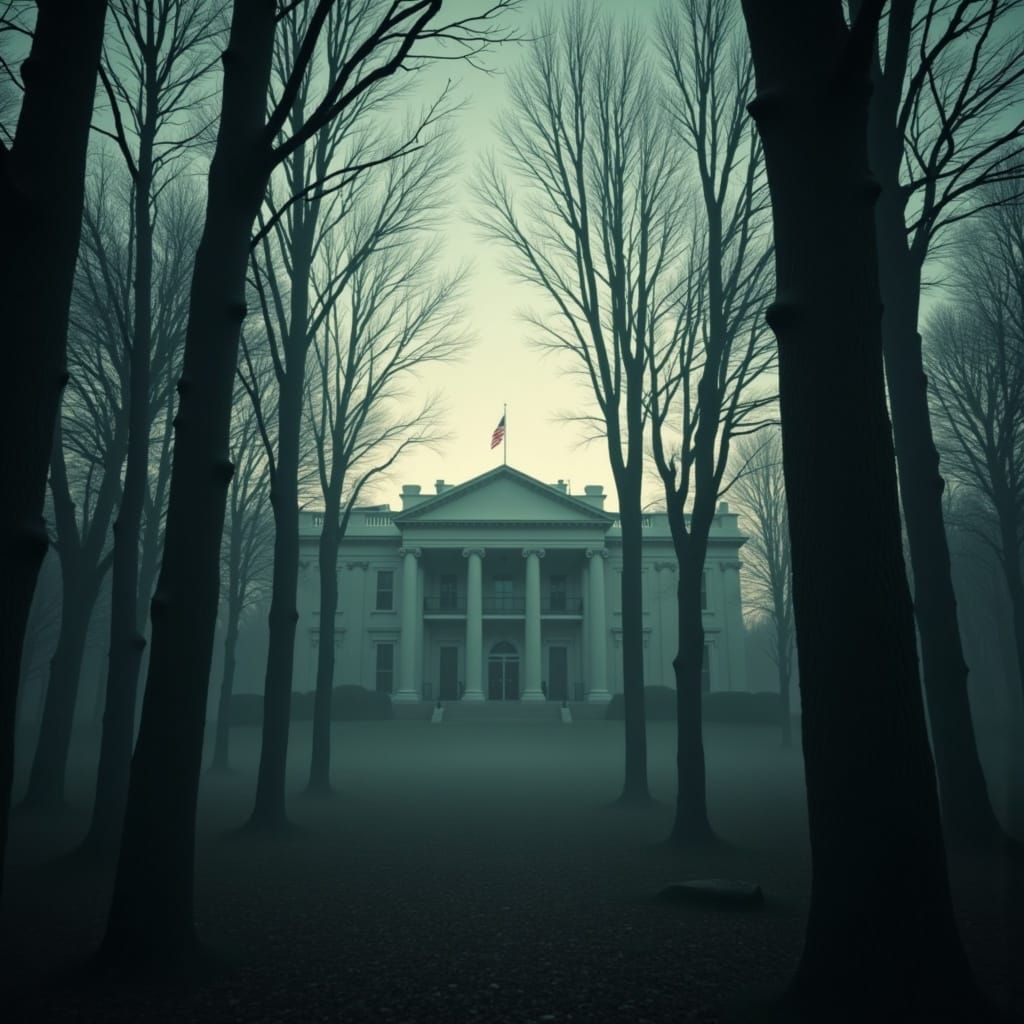 White House in Daylight with Film Noir Shadows