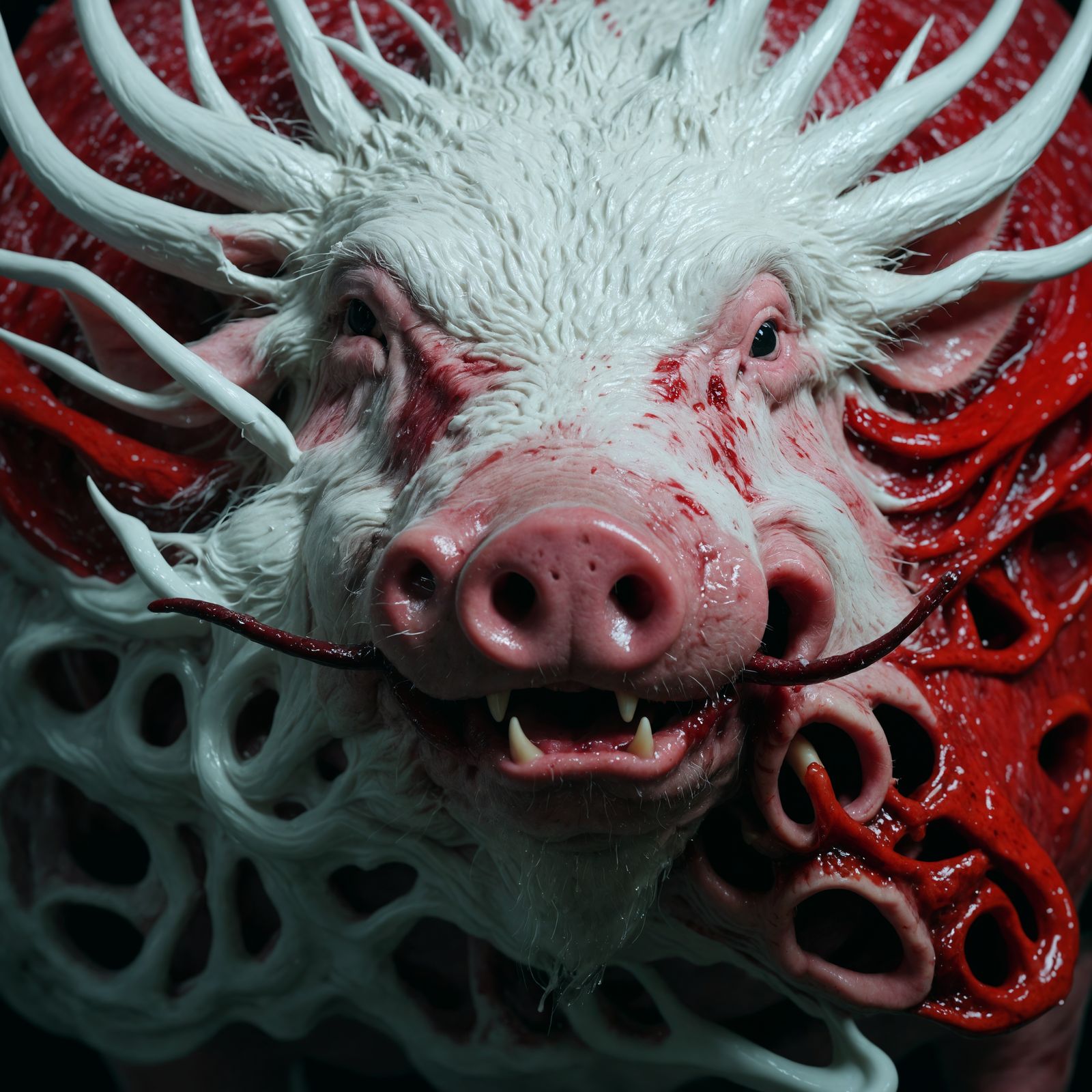 Ferocious Pig with Foam-Filled Mouth