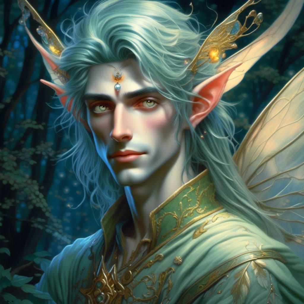 Ethereal Male Fairy with Magical Eyes