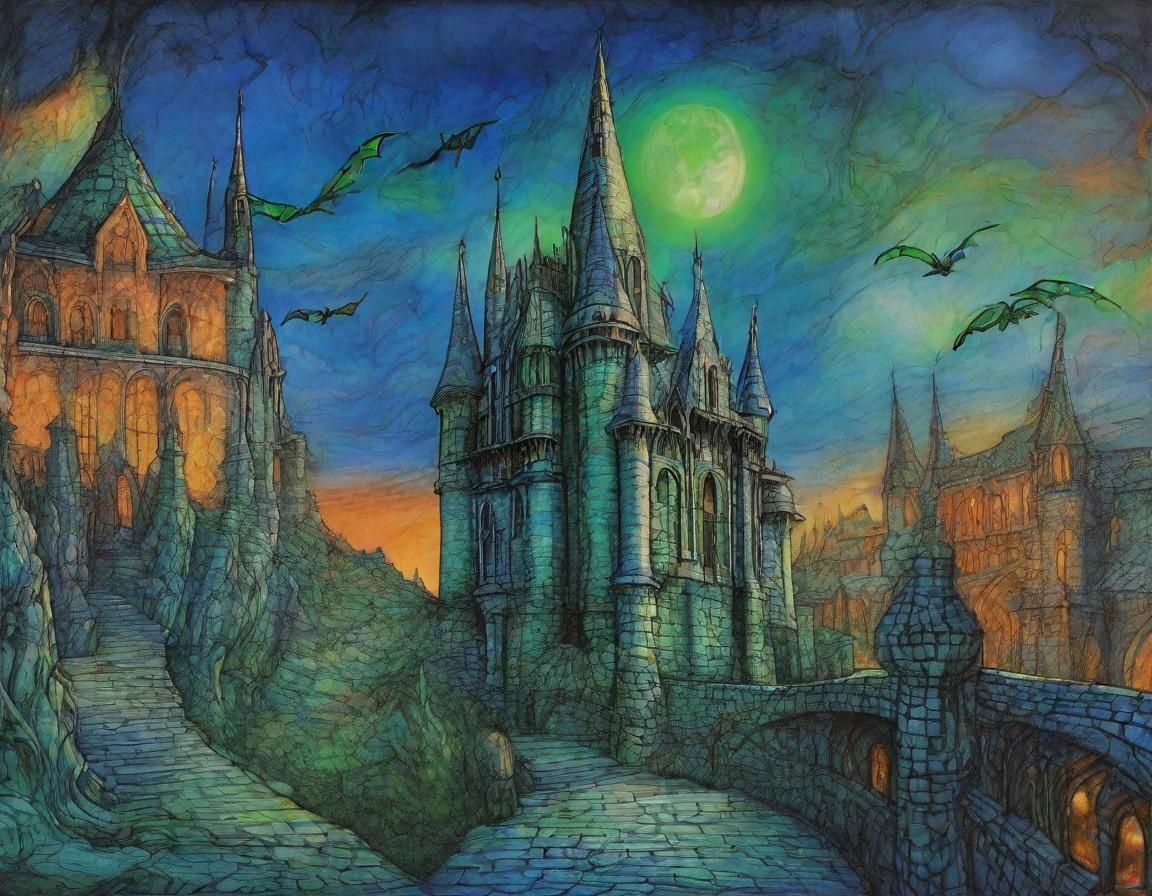 Gothic Medieval Castle in Tim Burton Style
