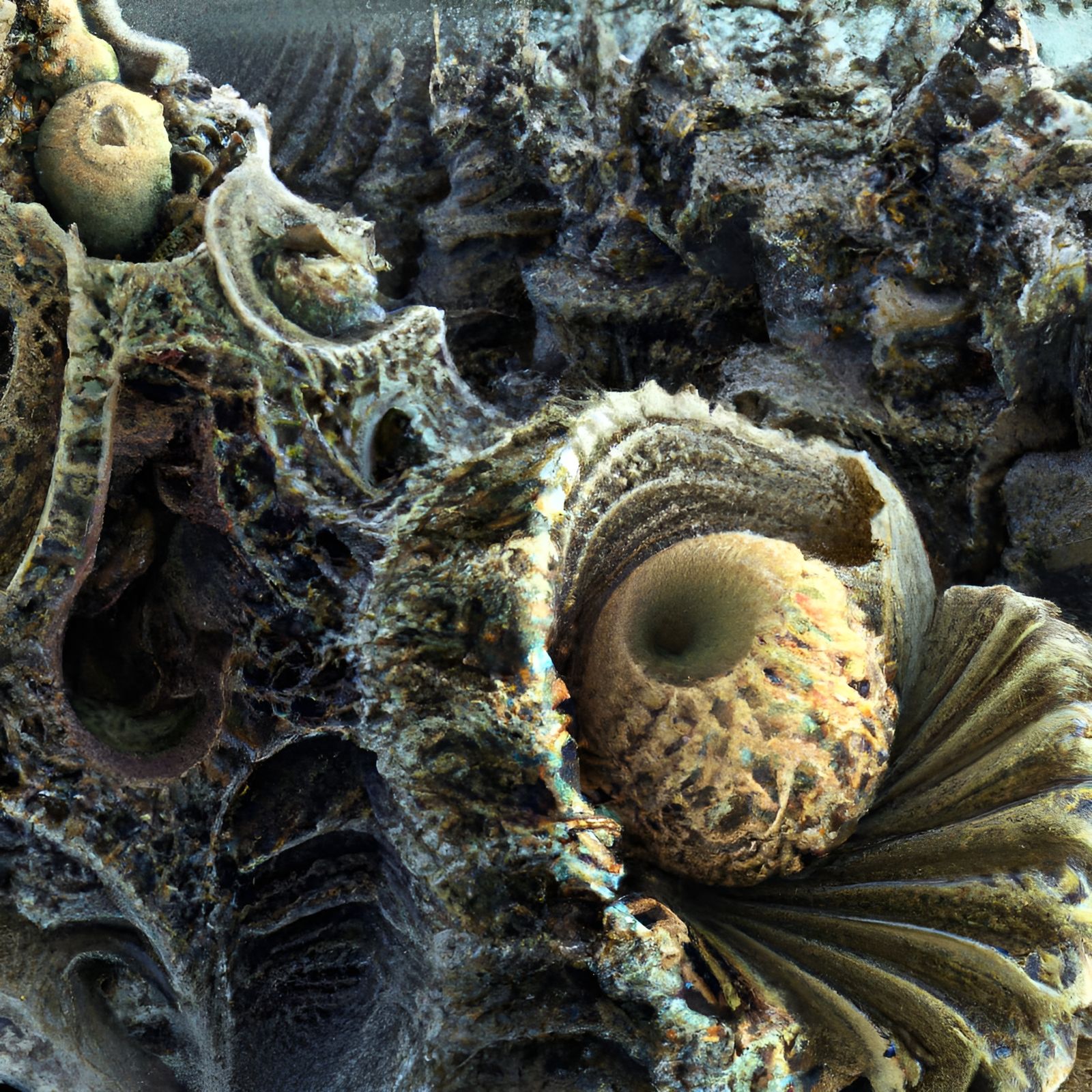 Hyperdetailed Fractal Landscape in Opalescent Crystalline St...