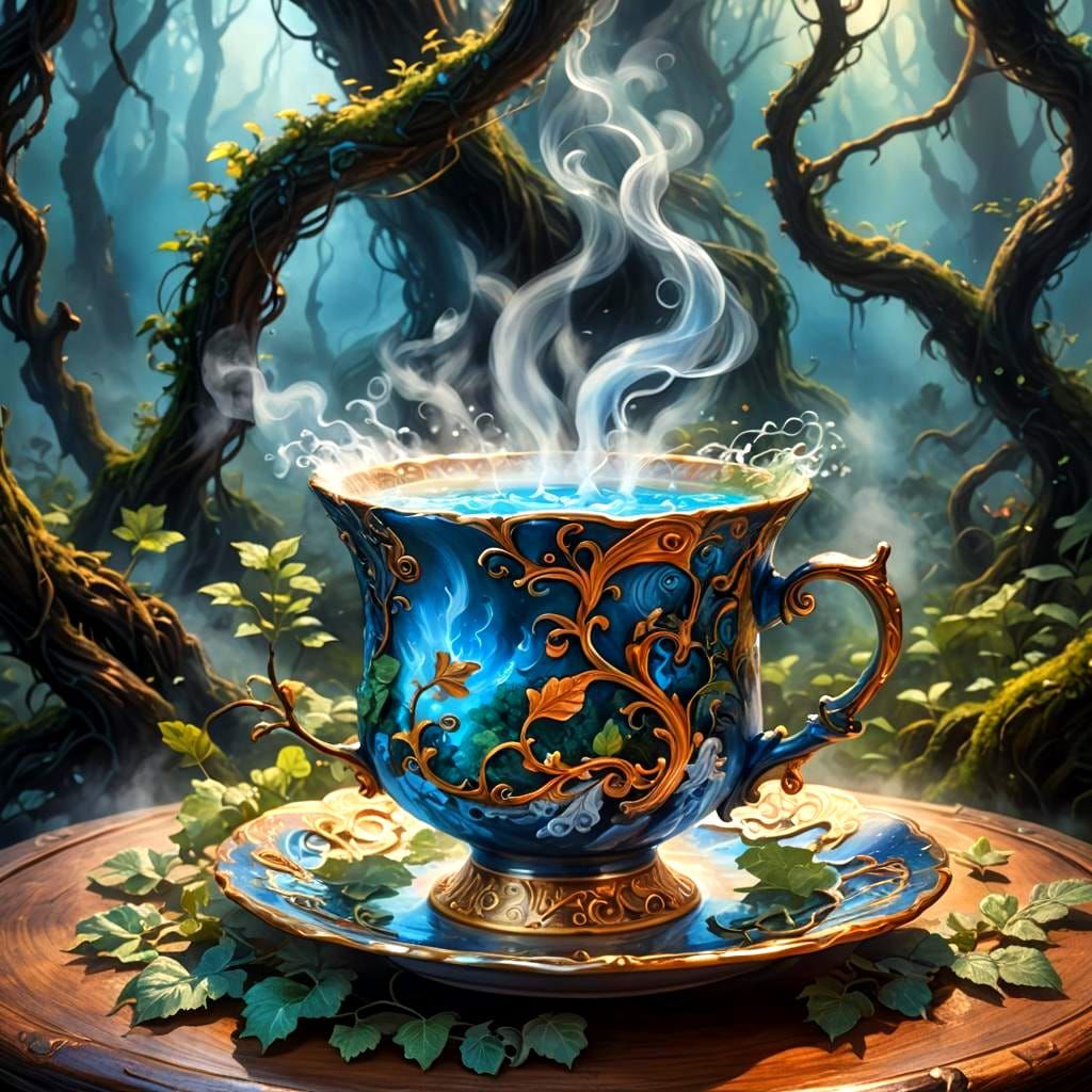 Detailed Tea Matte Painting in Deep Color