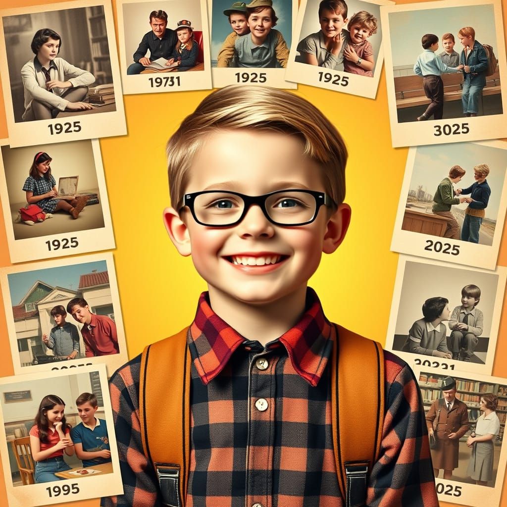 School Picture Day Collage: Vintage to Futuristic