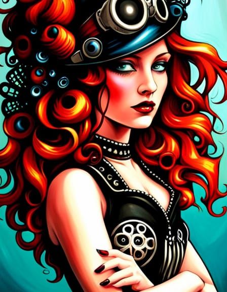 Steampunk Milkmaid in Style of James Gurney