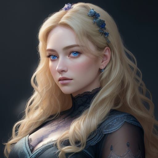 Hyper-Realistic Portrait of a Chubby Woman in Elegant Black ...