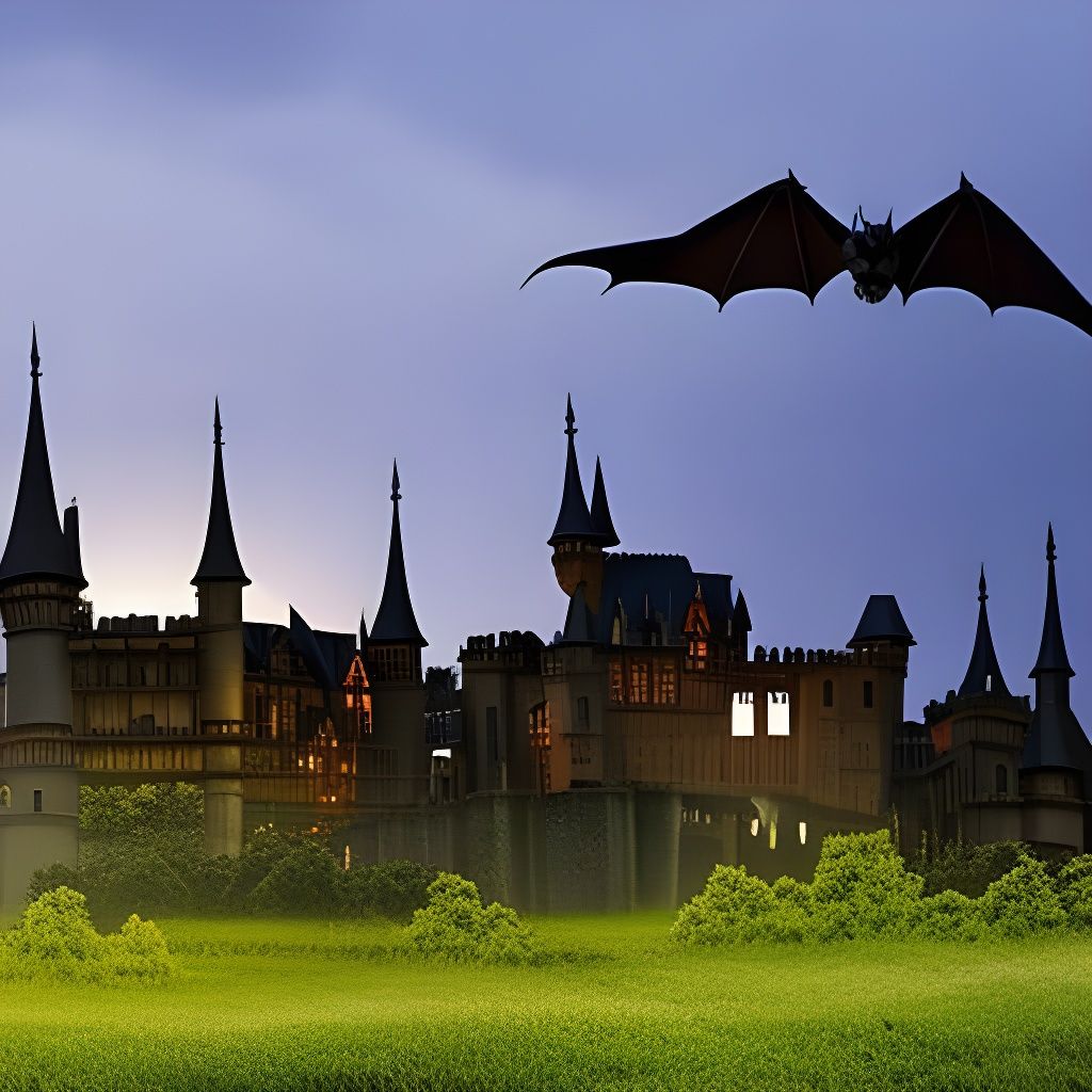 Detailed Vampire Bat Flying at Dusk