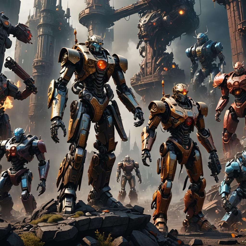 Heaven and Hell Robots in Detailed Matte Painting