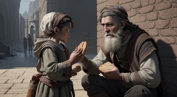 Child's Gift to Celtic Beggar: Matte Painting in 8K