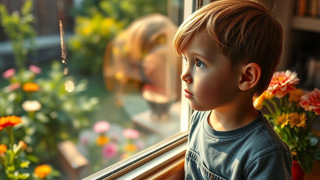 Boyhood Wonder: A Photorealistic Kitchen Window Scene
