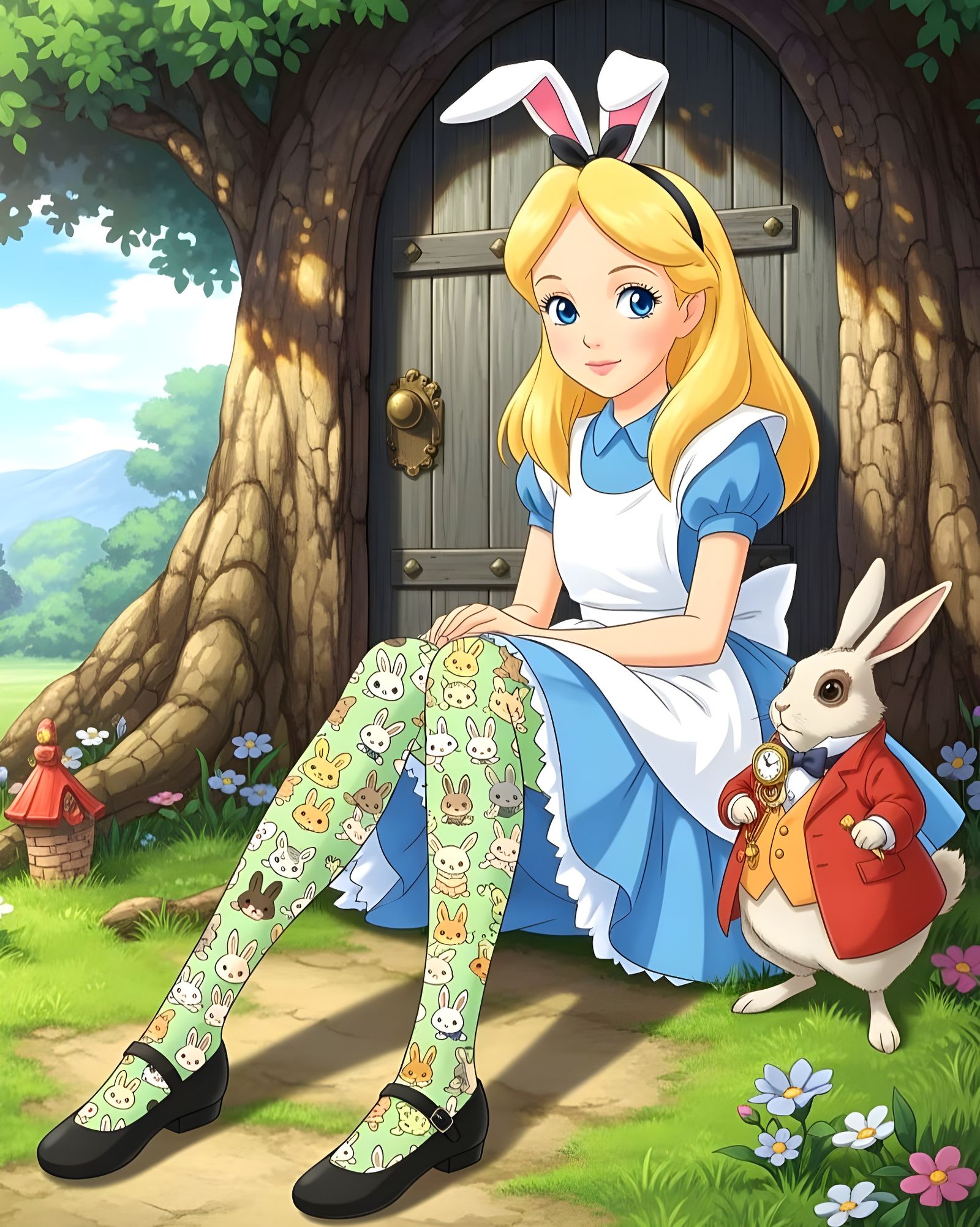 Alice in Wonderland Bunny Socks, Manga Style