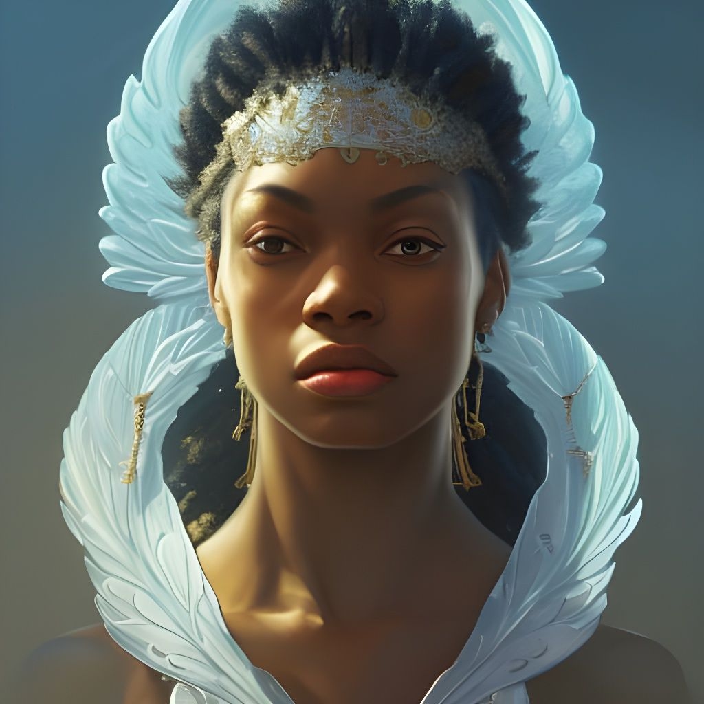 Angelic Jamaican Queen Portrait in Hyperdetailed Style
