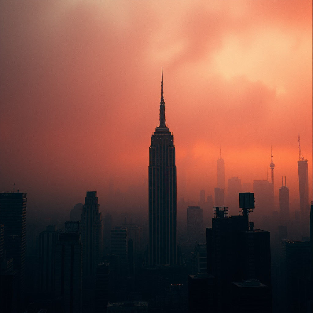 Dystopian New York City Skyline in Cinematic Style