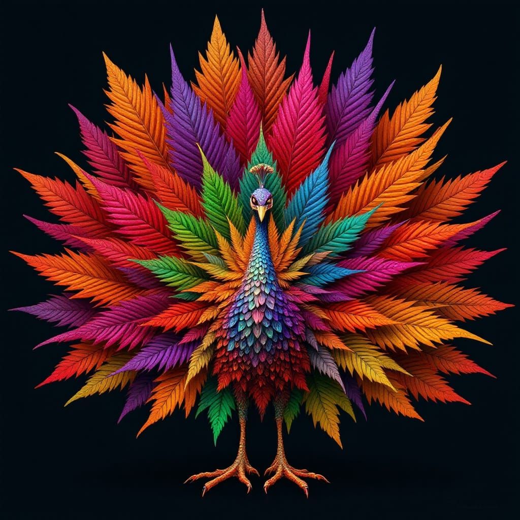 Majestic Cannabis Peacock in Iridescent Plumage