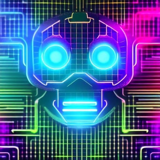 Glowing Blue Circuits in Futuristic Robot Face