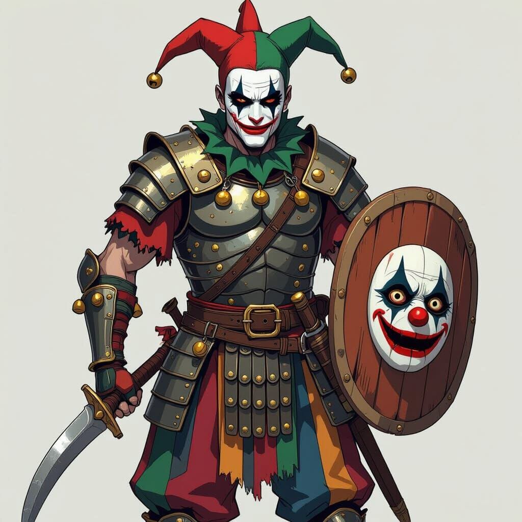 Gladiator Jester in Anime Style of Tokyo Ghoul