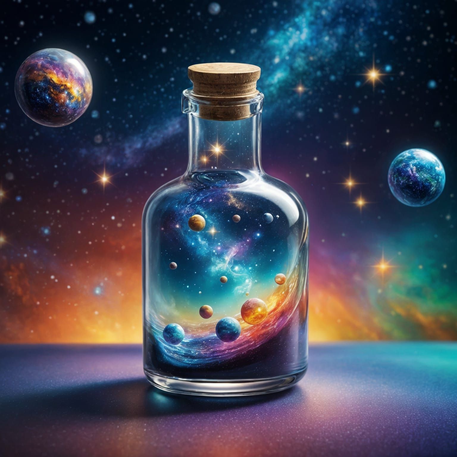 Galaxy in a Bottle: Hyperrealistic Concept Art