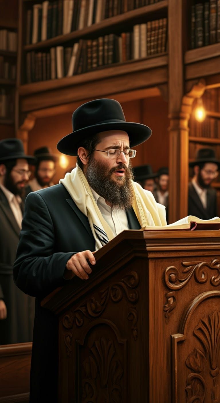 Hasidic Cantor's Prayer in Traditional Synagogue