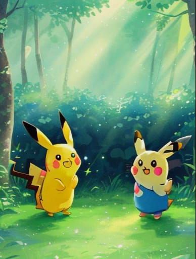 Pikachu Kids Drawing in Studio Ghibli Style