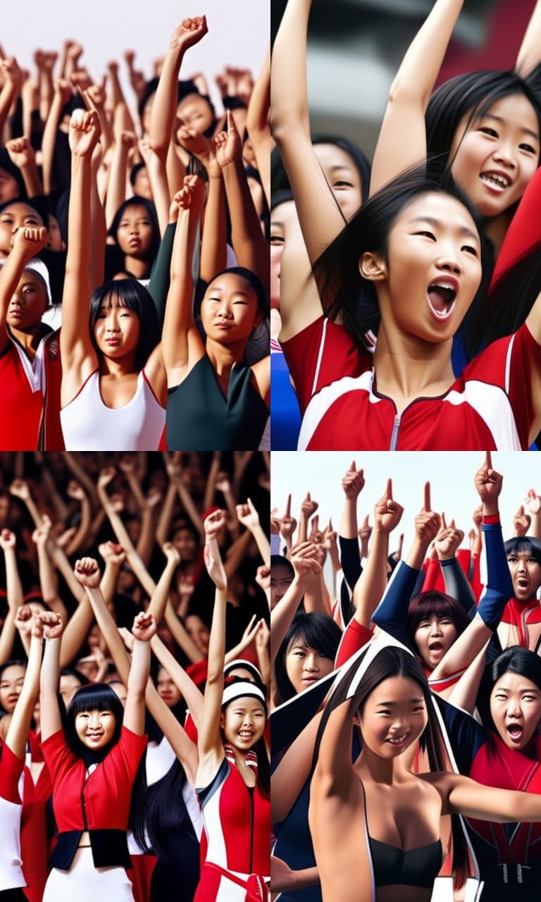 Cheering Crowd: Photorealistic Celebration Portrait