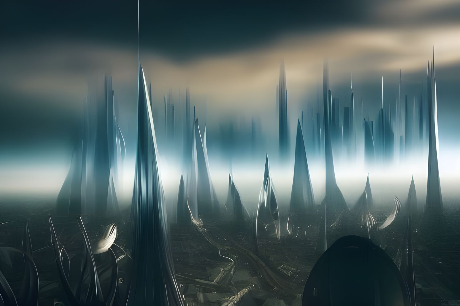 Futuristic Endless City Bird's-Eye View