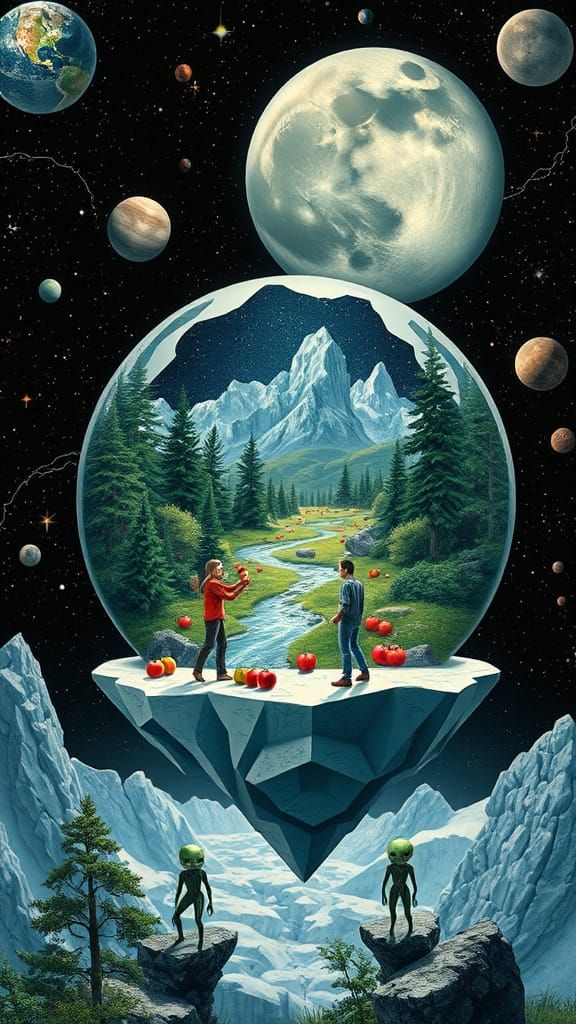 Space Exploration of a Glacial Paradise with Apples and Alie...