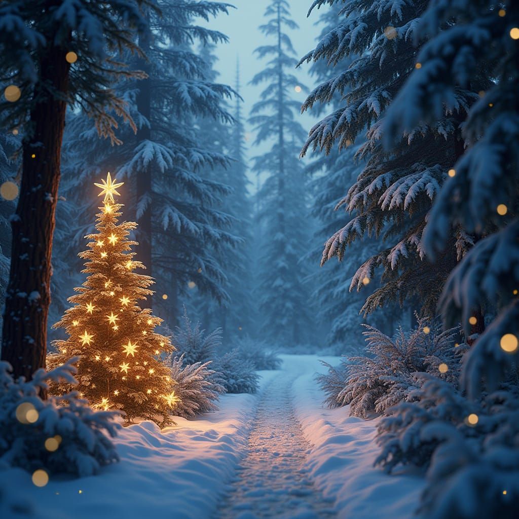 Fantastical Winter Wonderland Scene in Deep Color