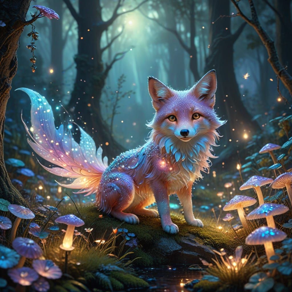 Ethereal Fairy Fox in Enchanted Forest