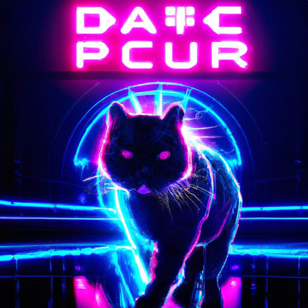 Cyberpunk Disco Cat in Neon Hues