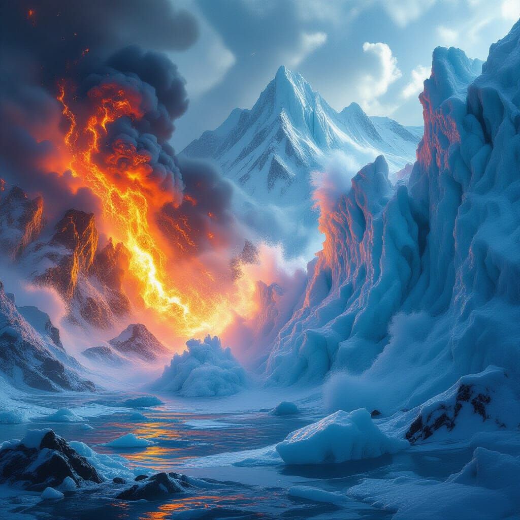 Epic Fantasy Lava Meets Ice in Fiery Collision