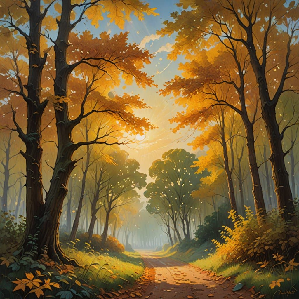 Surreal Impressionist Landscape with Flashing Memories