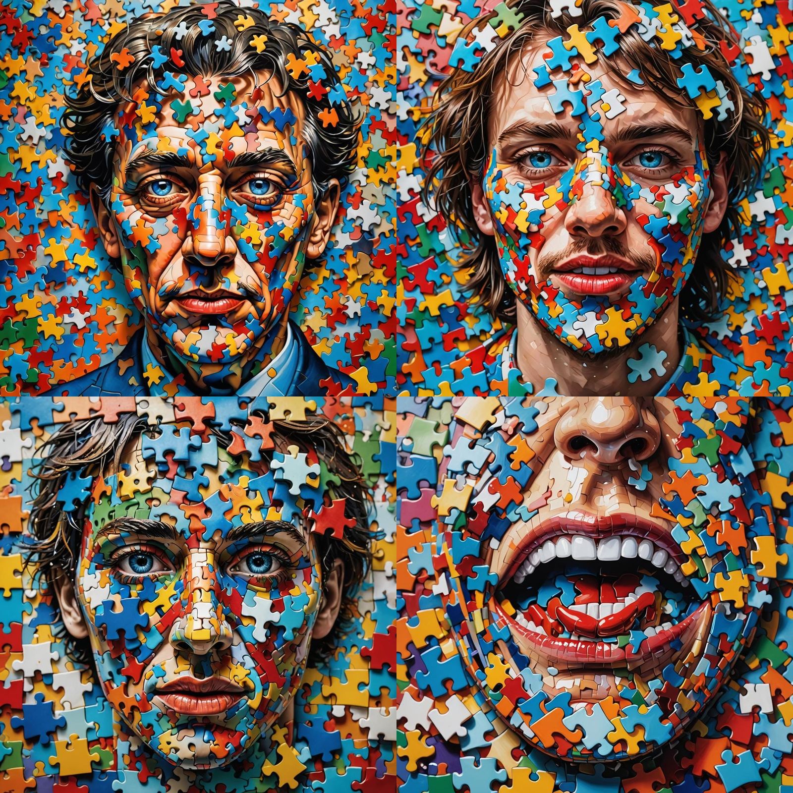 Jigsaw Mouth: A Multicolored Puzzle Portrait