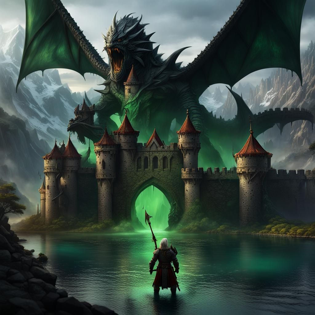 Dragon Attack on Castle: Fantasy Concept Art