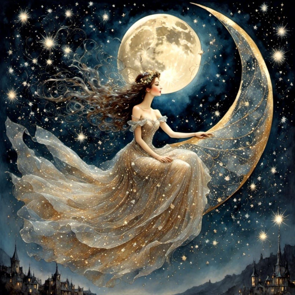 Fairy on the Moon Scattering Stars