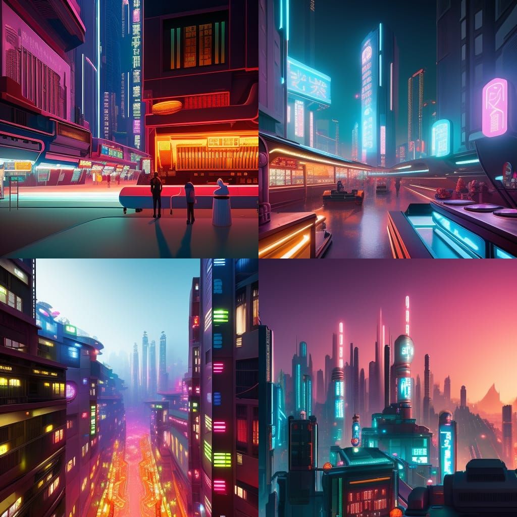 Futuristic Overpopulated Cityscape in Pixar Style