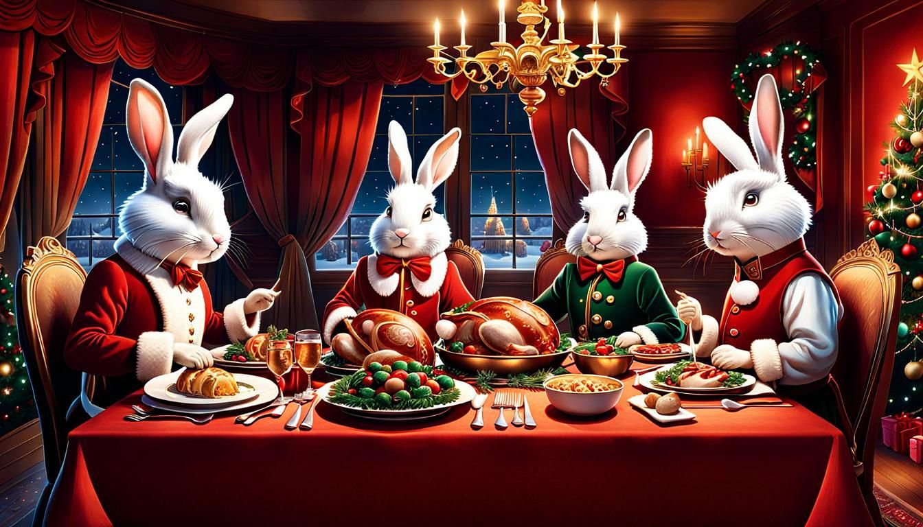 Rabbits Celebrate Christmas in Storybook Style