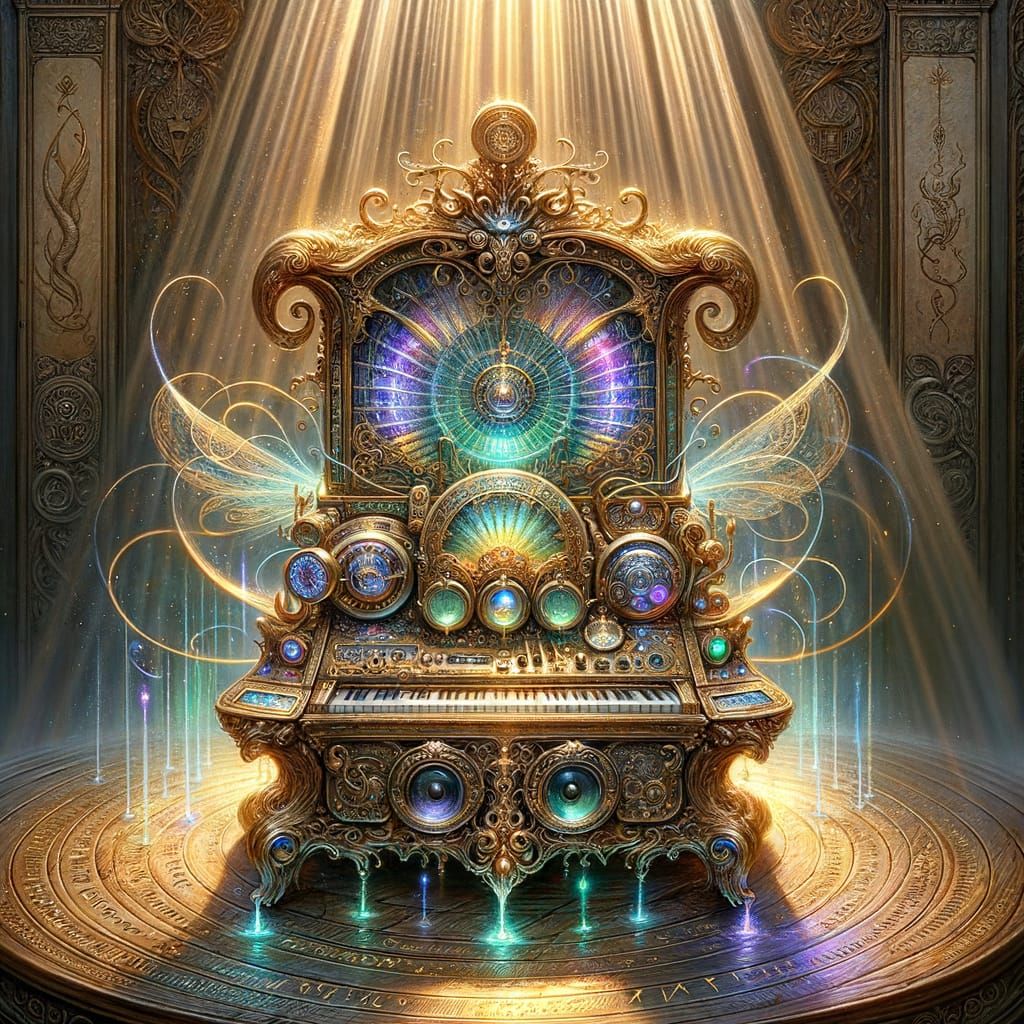 Enchanted Music Box with Ethereal Light as Watercolor