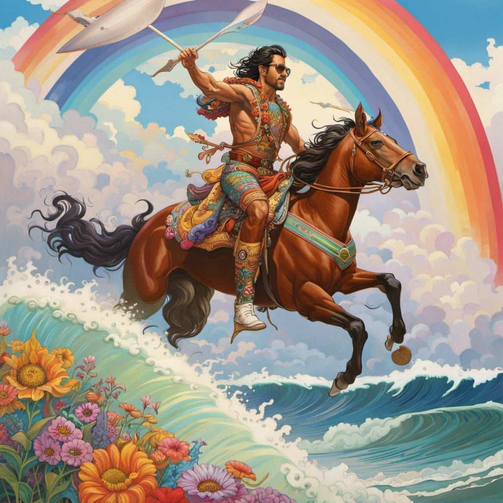 Centaur Surfing a Rainbow: Fantasy Masterpiece