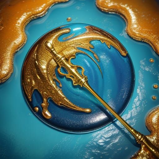 Melting Wax Statue in Vibrant Oil Painting Style