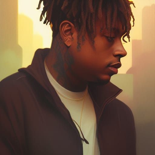 Juice Wrld Portrait in Hyperdetailed Style