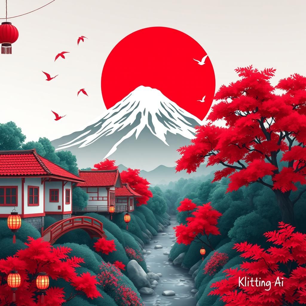 Serene Japanese Scene with Mount Fuji