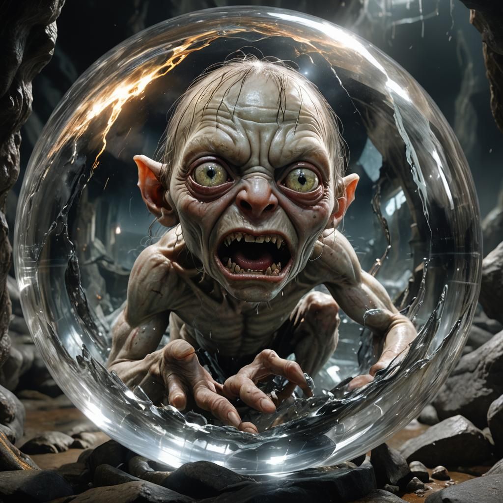 Gollum Trapped Inside a Glass Ball